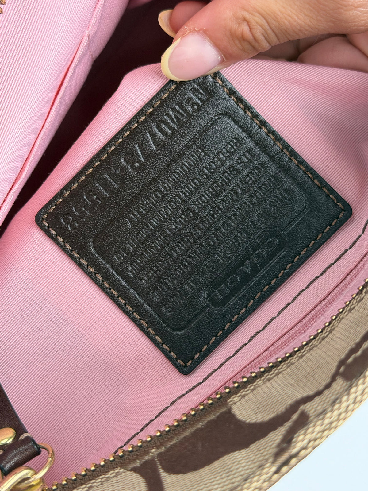 Coach 11558 Madeline Turnlock Signature Brown Monogram Shoulder Bag Leather Trim