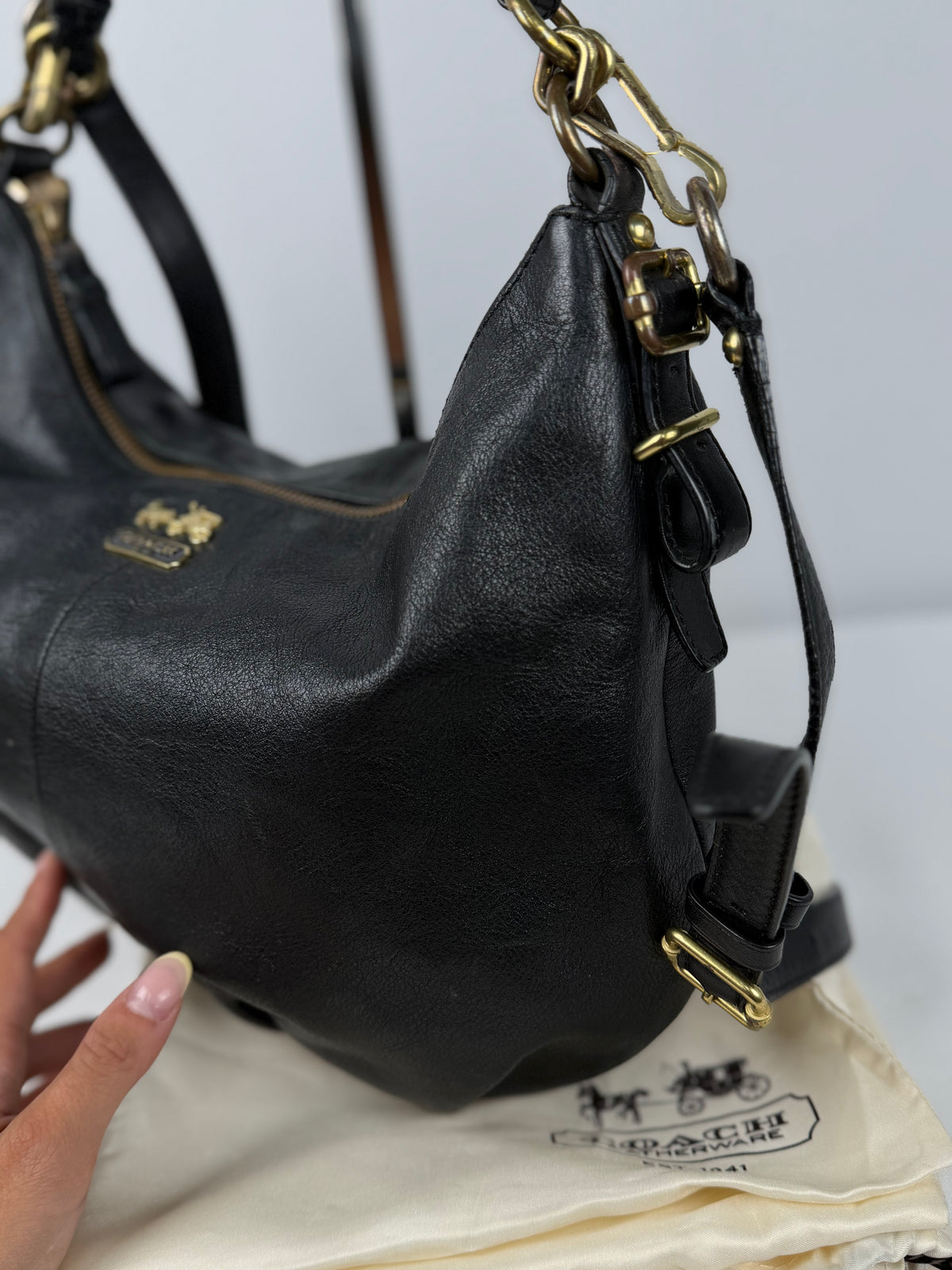 Coach 15959 Black Leather Hobo Shoulder Bag