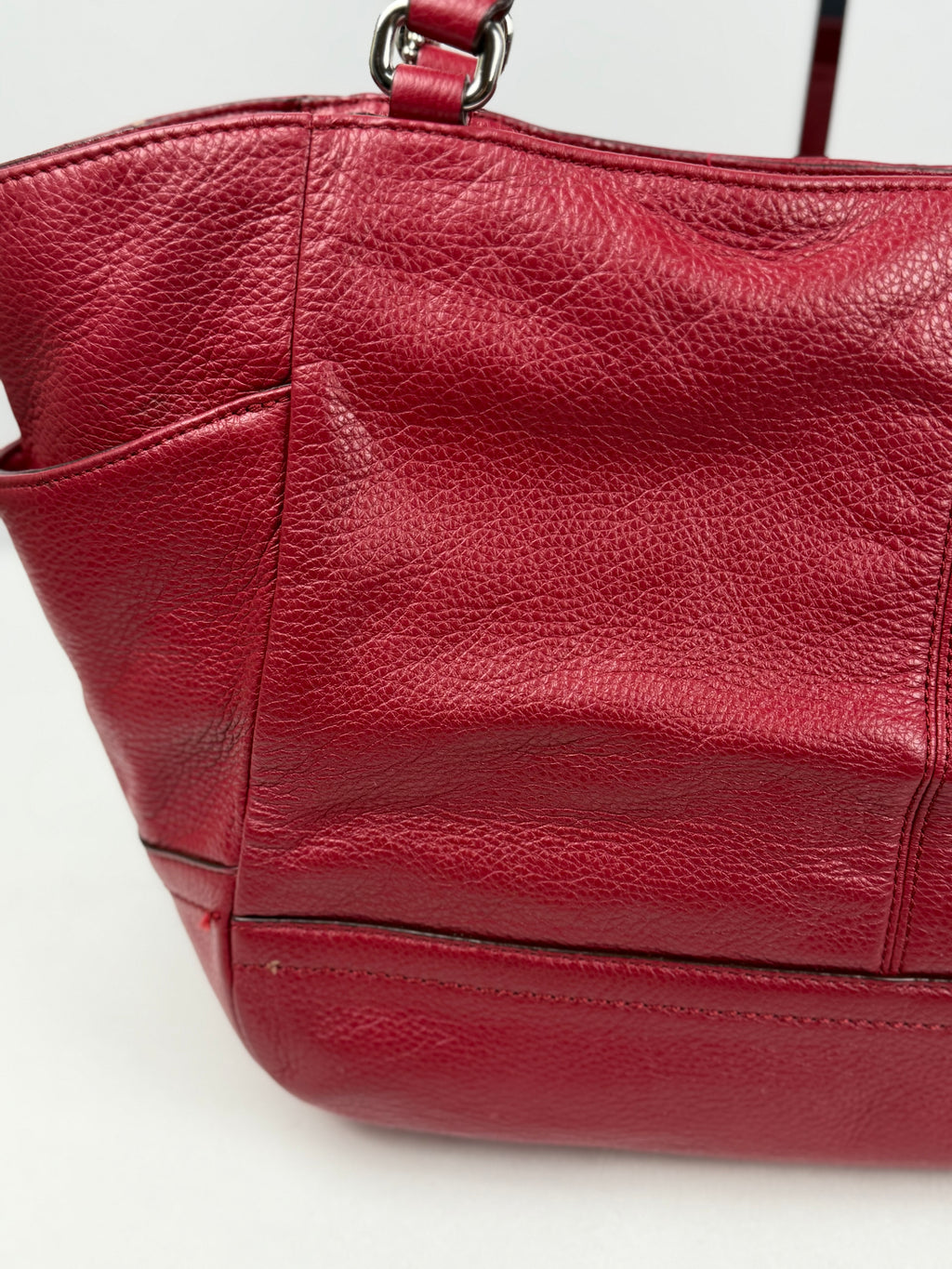 Coach F23284 Pink/Red Pebbled Leather Shoulder Bag