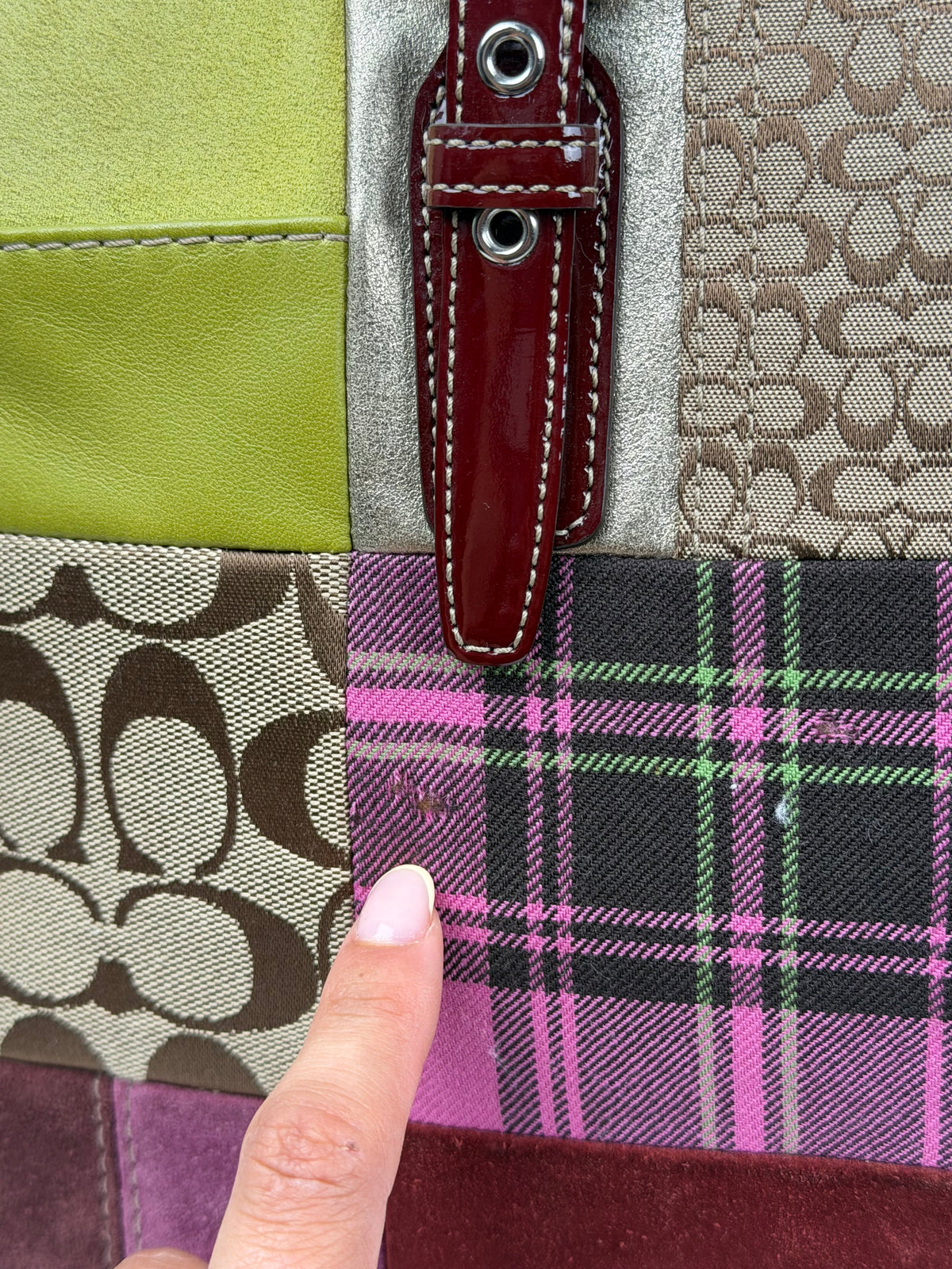 Coach 1437 Rare Patchwork Pink Multi Coloured Suede/Canvas/Leather Gallery Tote Shoulder Bag