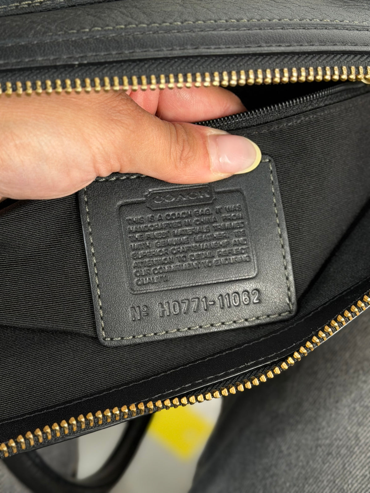 Coach 11062 Hampton Turnlock Black Monogram Shoulder Bag Leather Trim