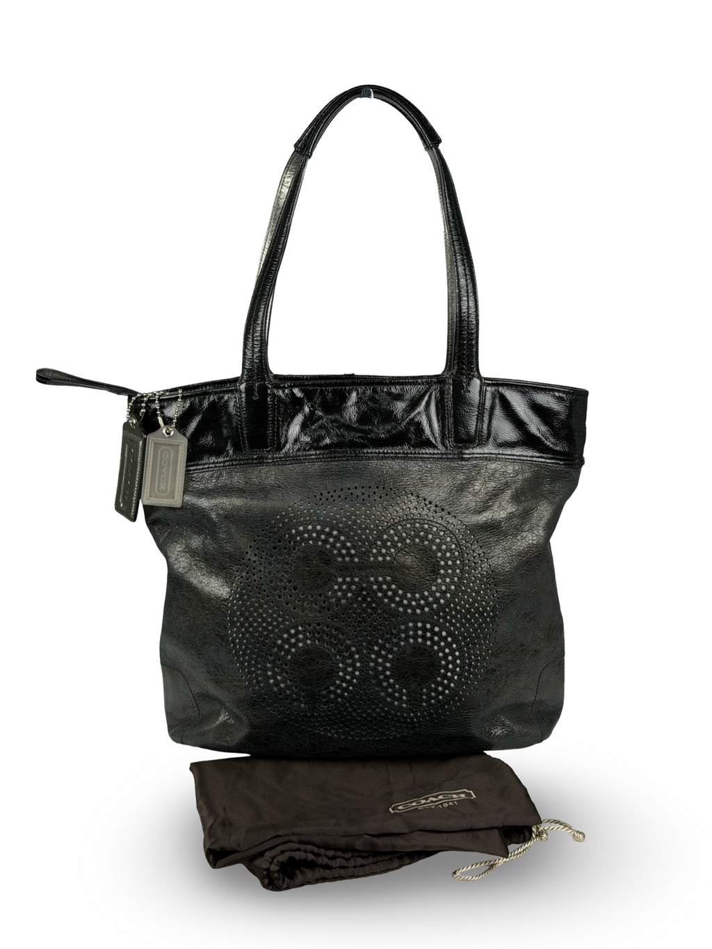 Coach 17041 Black Patent Leather Tote Shoulder Bag
