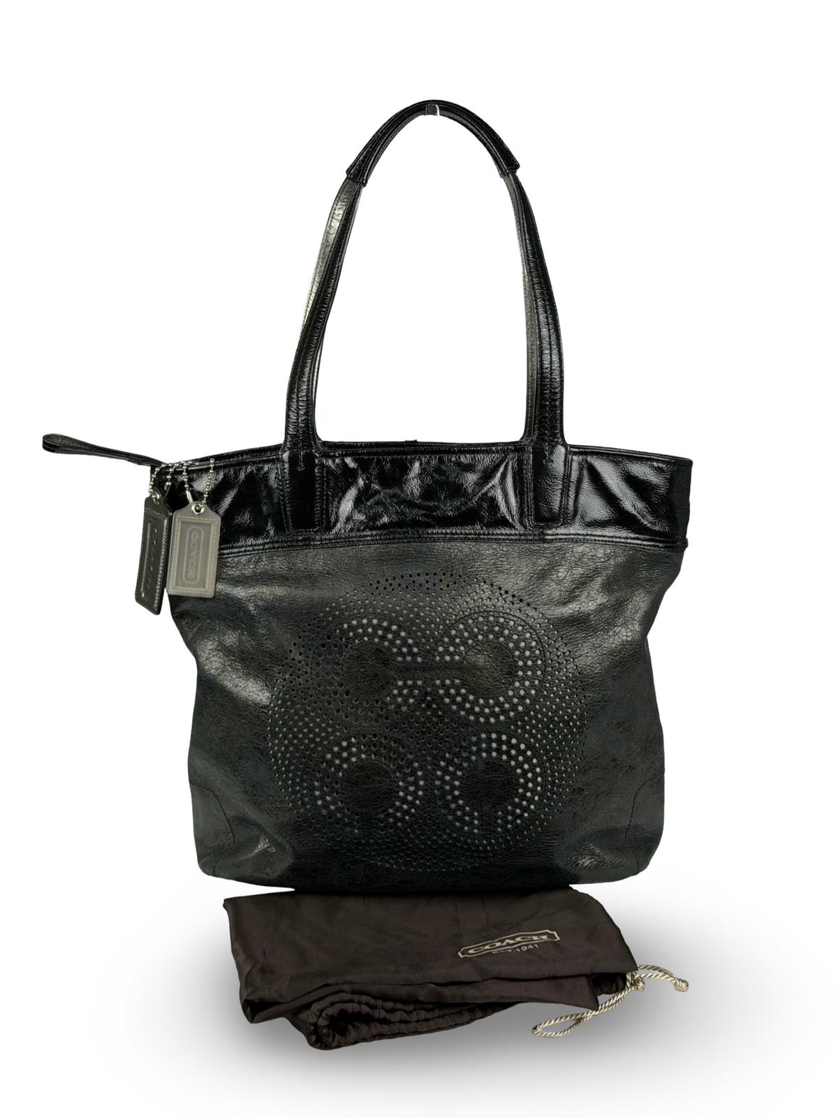 Coach 17041 Black Patent Leather Tote Shoulder Bag