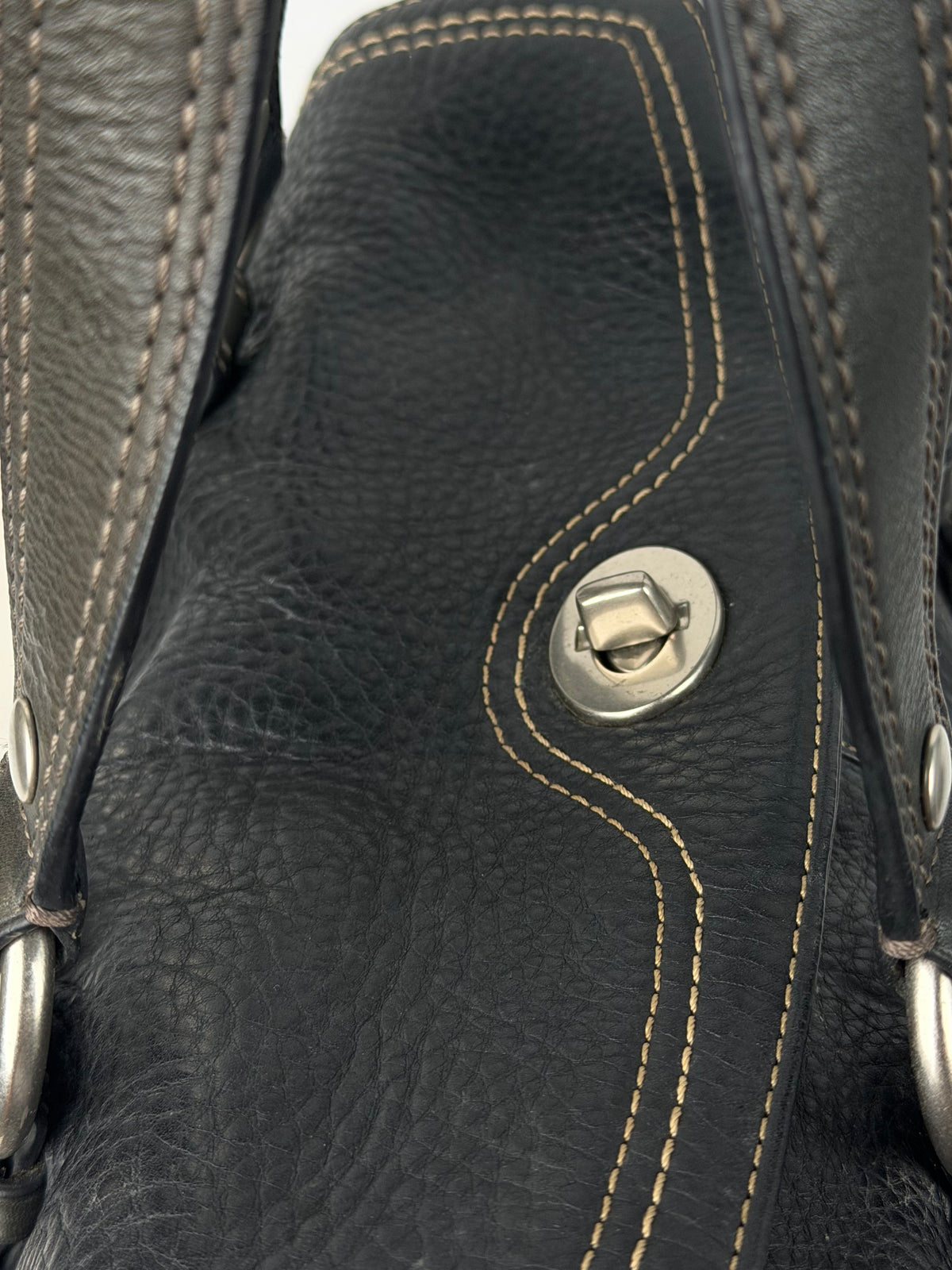 Coach F12334 Chelsea Turnlock Black Pebbled Leather Shoulder Bag