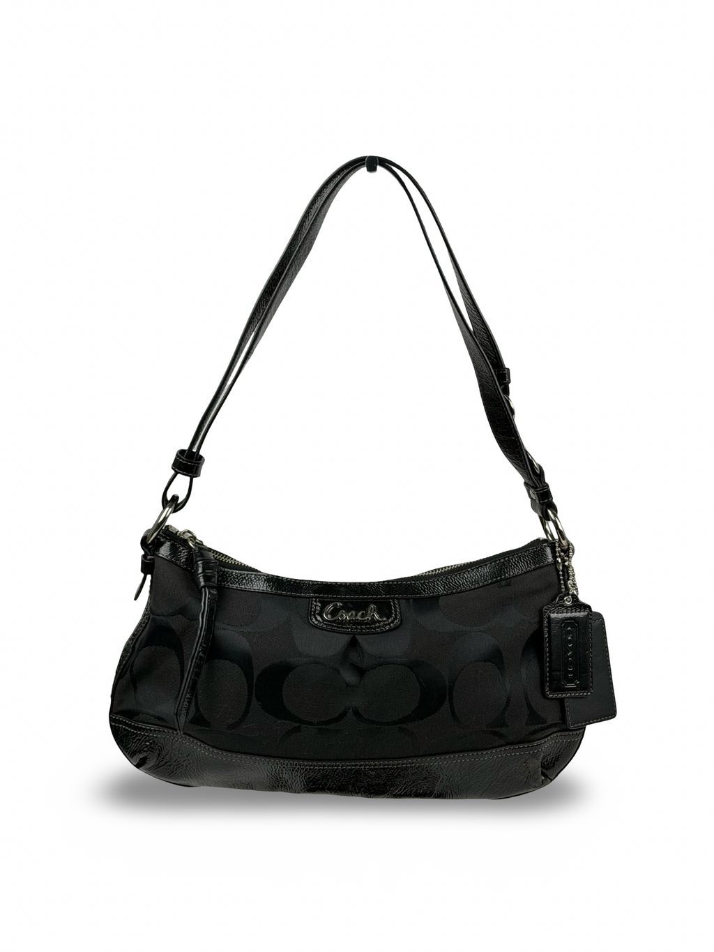 Coach F19731 Signature Black Monogram Shoulder bag Patent Leather Trim