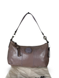 Coach F15141 Monogram Embossed Purple Patent Leather Shoulder Bag with Detachable Crossbody Strap
