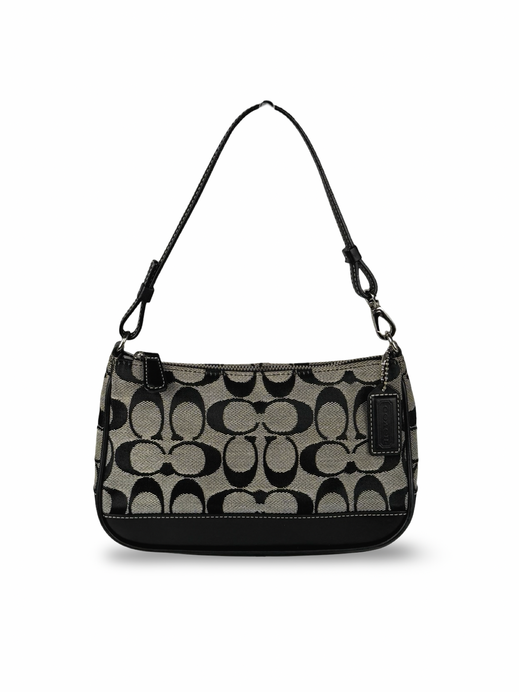 Coach 6094 Demi Signature Grey/Black Shoulder Bag Leather Trim