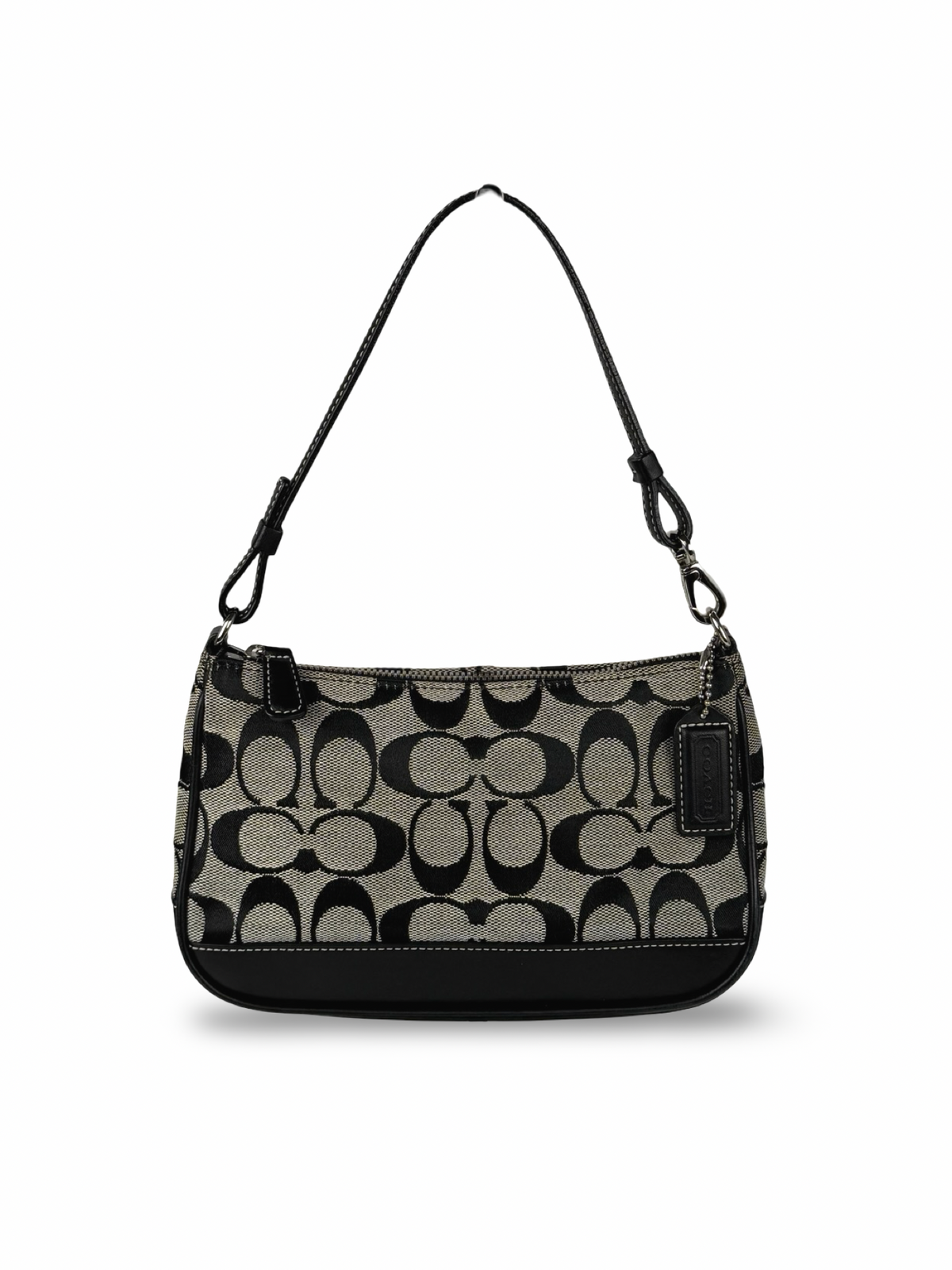Coach 6094 Demi Signature Grey/Black Shoulder Bag Leather Trim