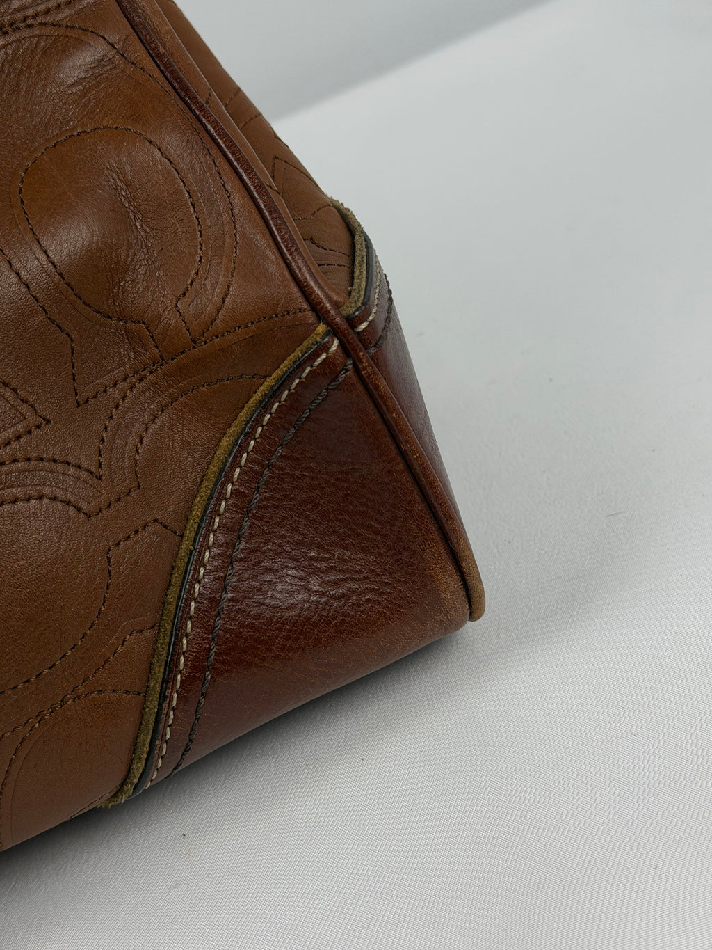Coach 10227 Hampton Clip Brown Leather C Embossed Shoulder Bag with Dustbag