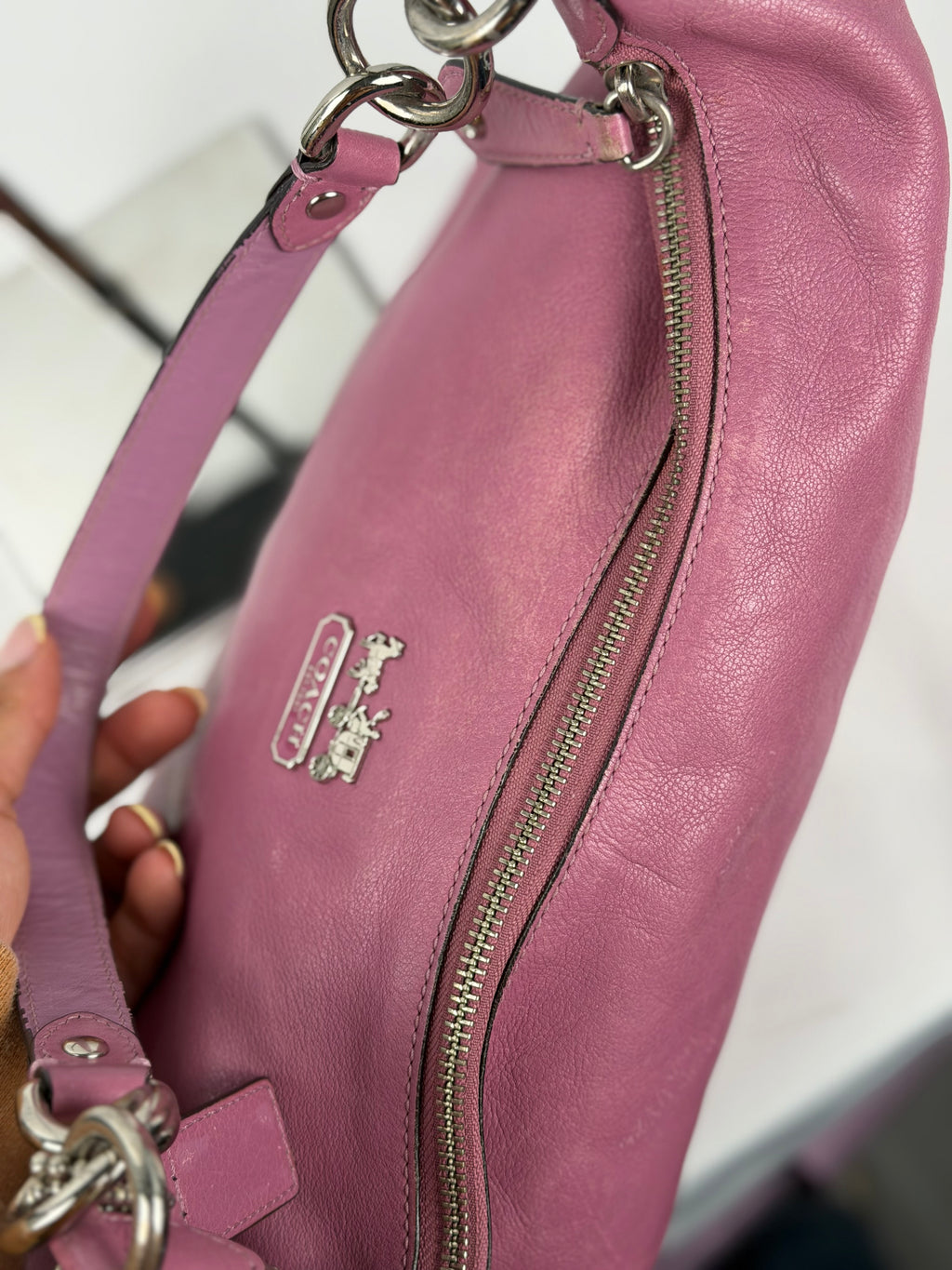 Coach 14304 Pink/Purple Leather Shoulder Bag