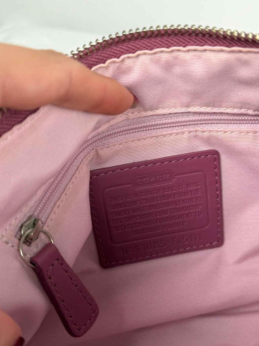 Coach F15111 Beige/Purple Monogram Shoulder Bag
