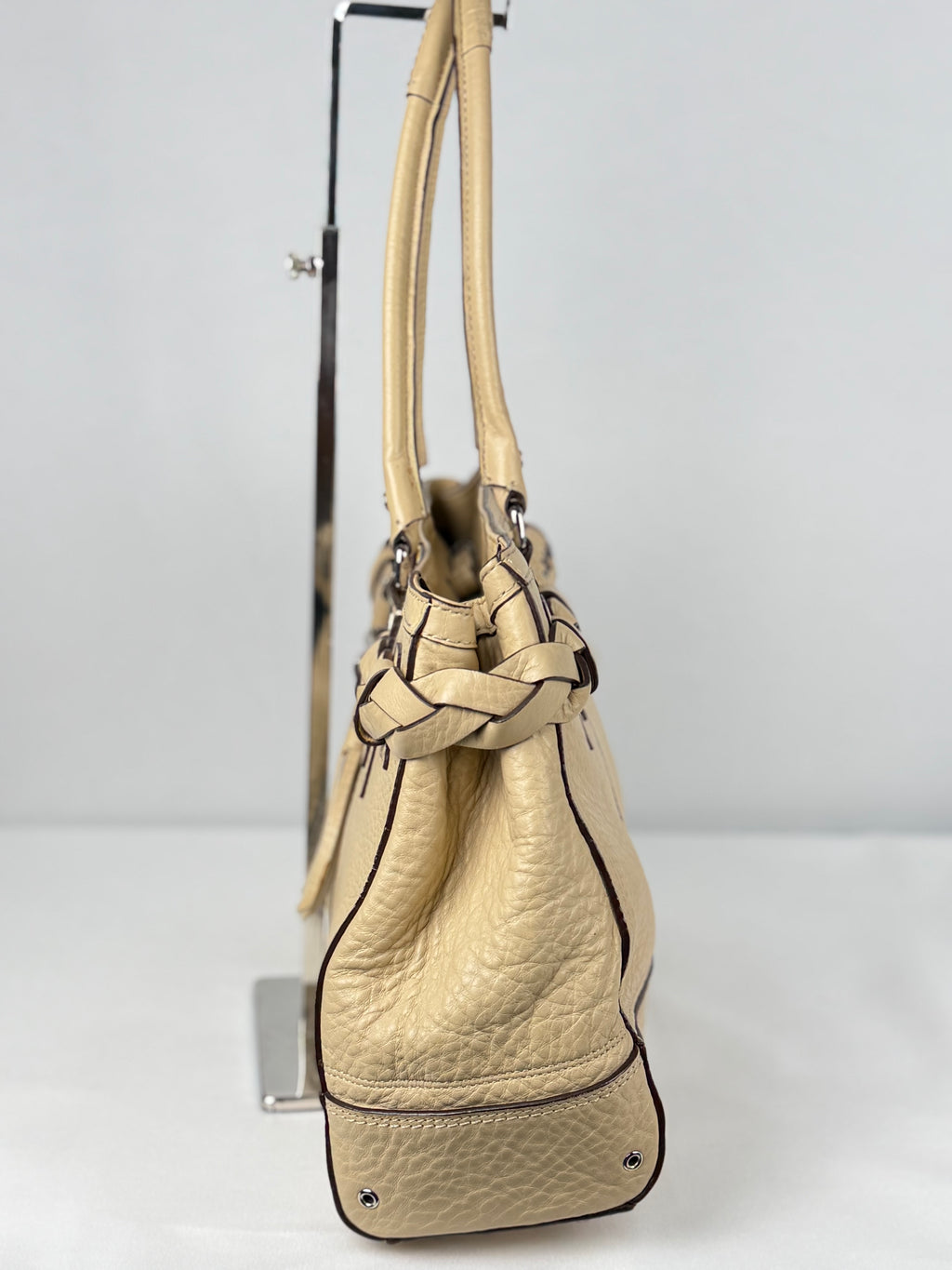 Coach 13087 Hampton Clip Cream Pebbled Leather Shoulder Bag