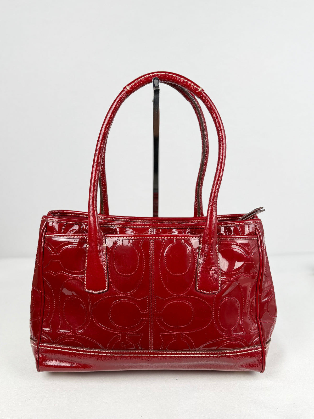 Coach 12449 Madeline Red Monogram Patent Leather Shoulder Bag