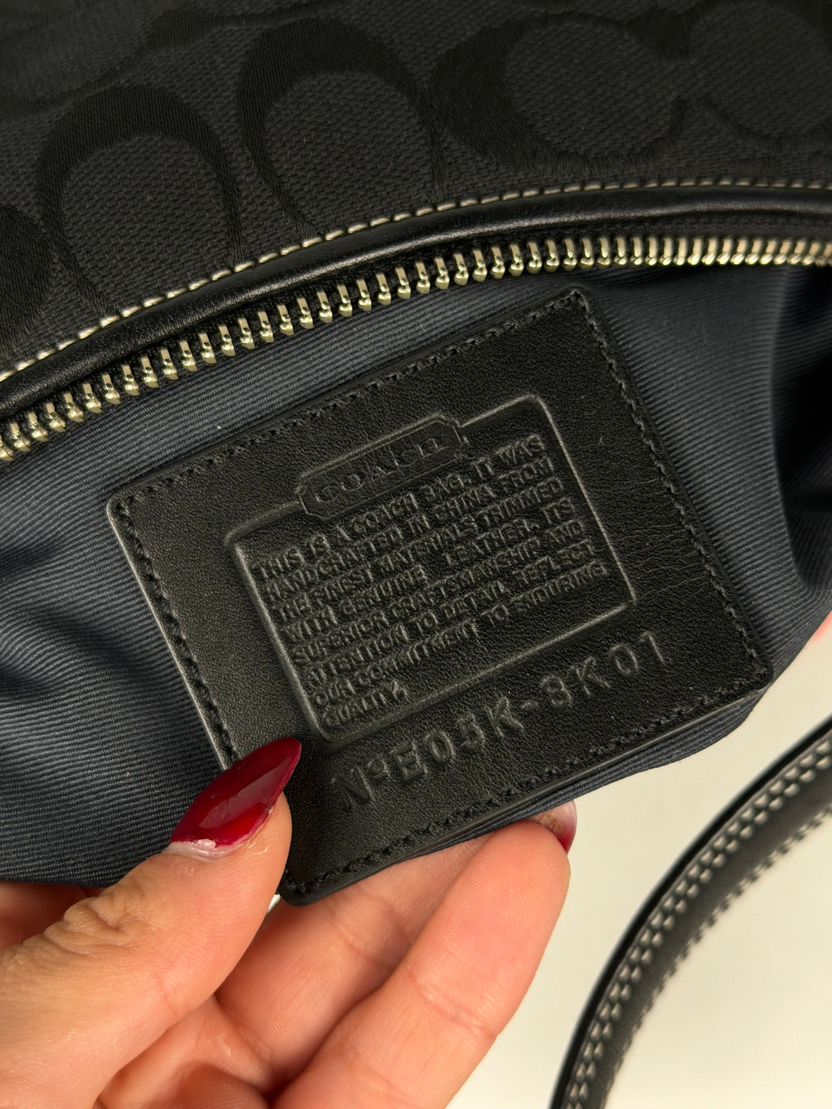 Coach 8K01 Baguette Signature Black Shoulder Bag Leather Trim with dustbag