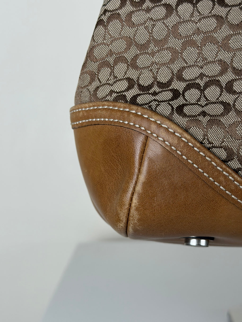 Coach 7078 Soho Signature Brown Monogram Satchel Hand Bag Leather Trim