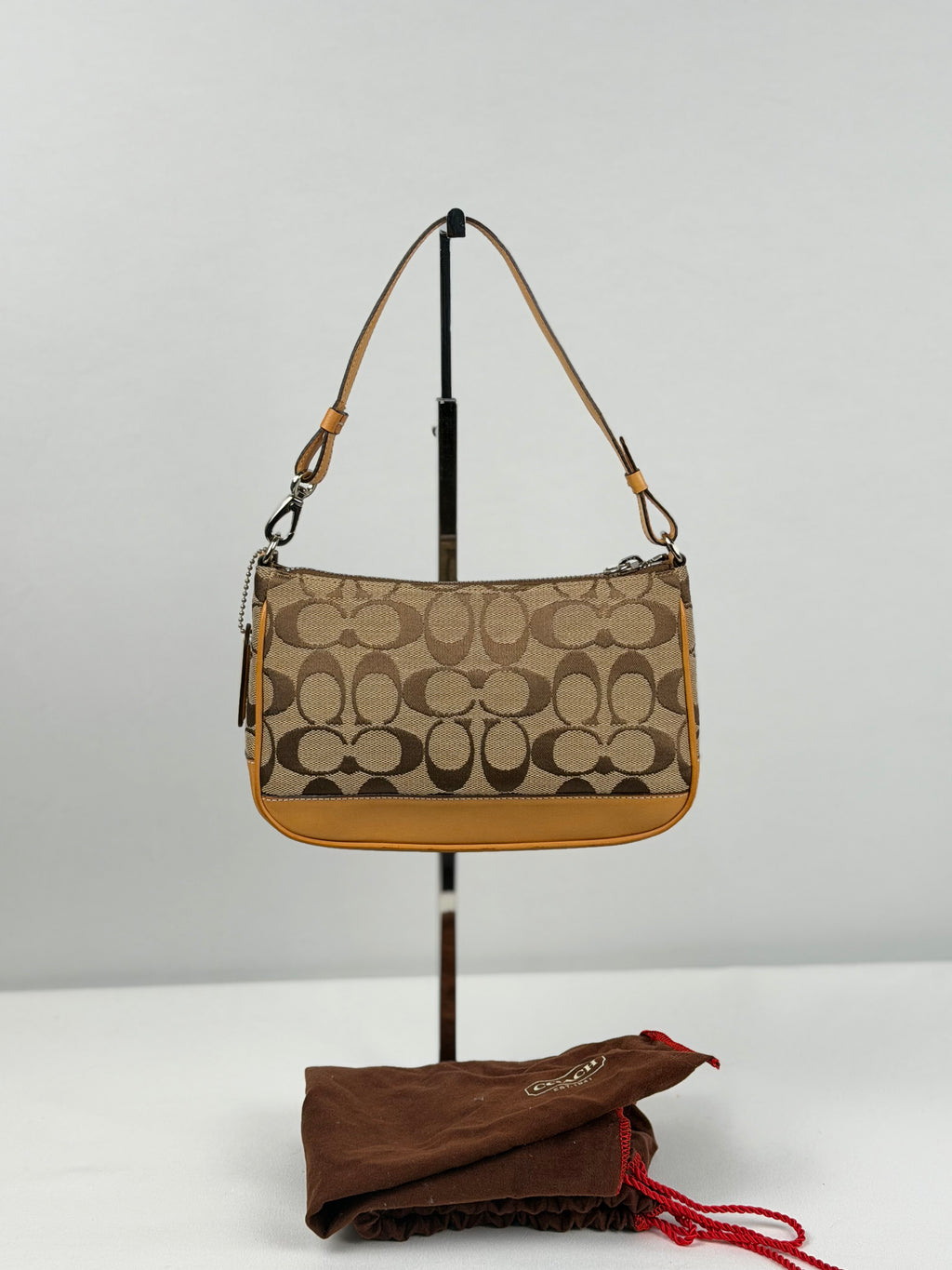 Coach 6094 Signature Brown Monogram Shoulder Bag Leather Trim