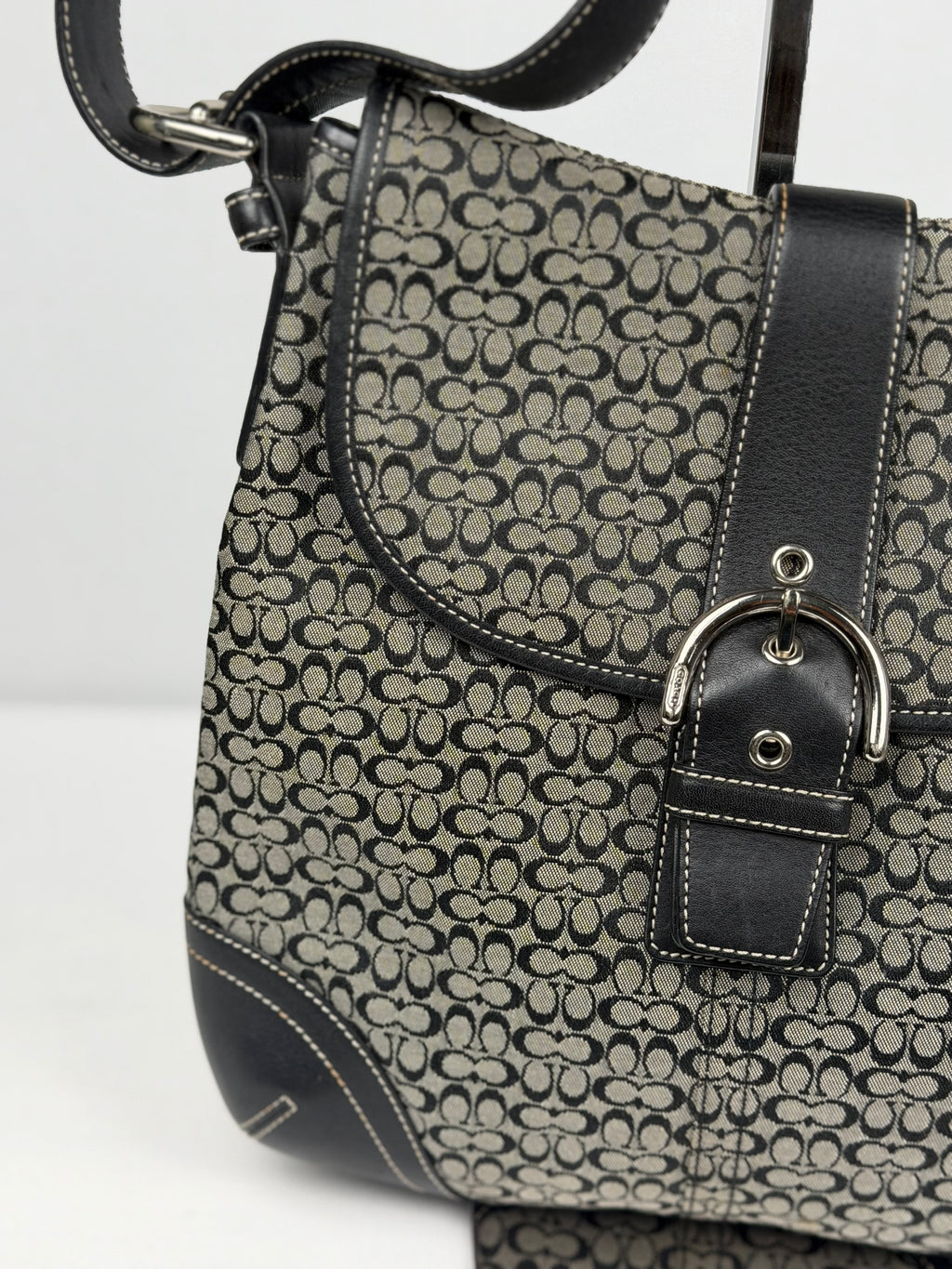 Coach 6376 Soho Signature Black/Grey Monogram Crossbody Shoulder Bag