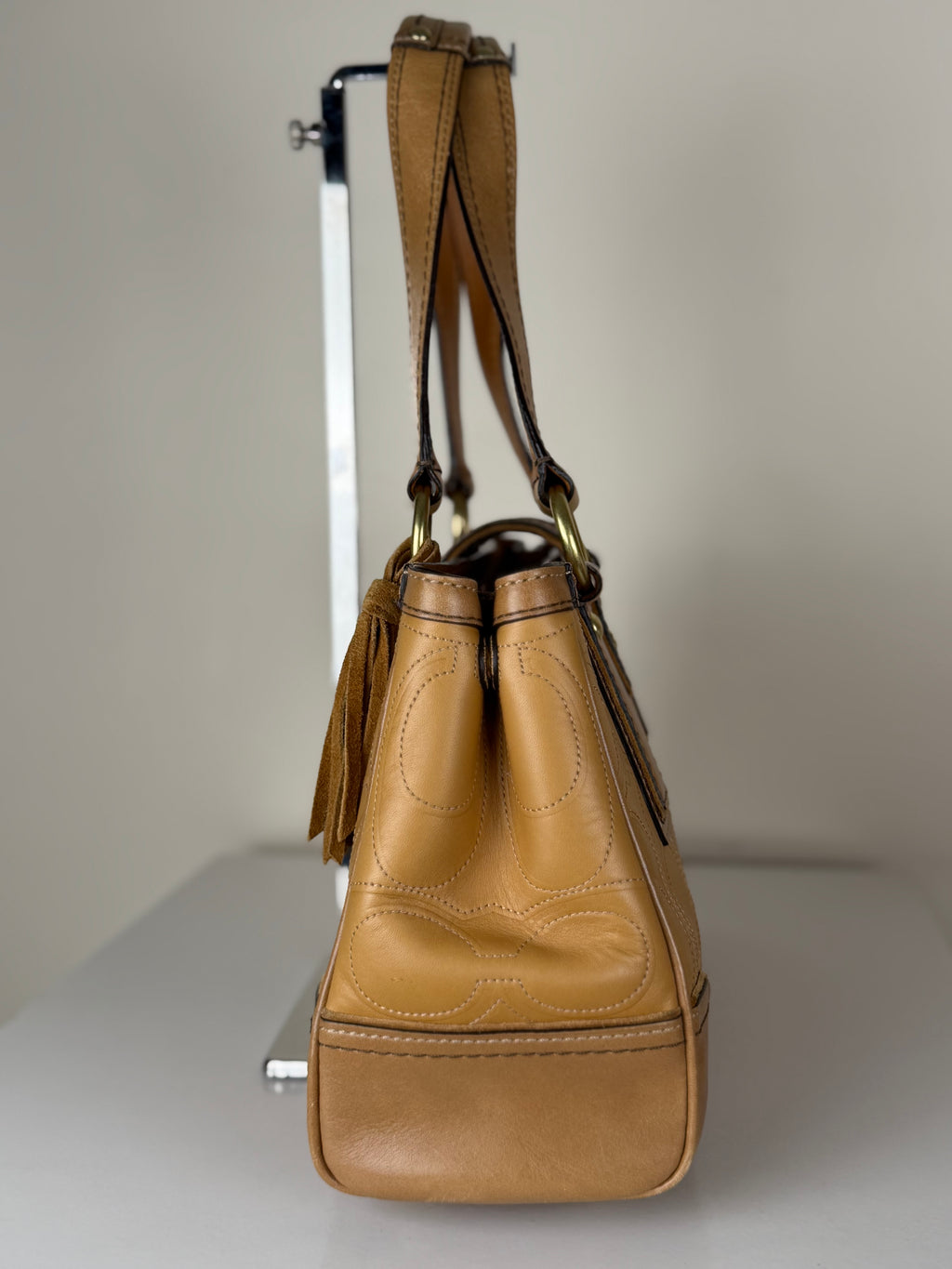 Coach 11330 Hampton Turnlock Flap Brown/Tan Leather Shoulder Bag