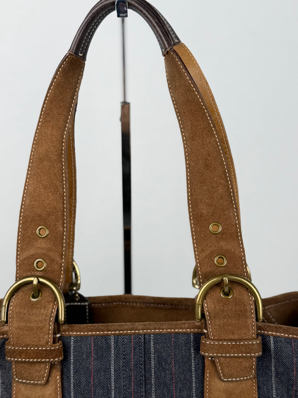 Coach 9529 Denim Pinistripe Shoulder Bag
