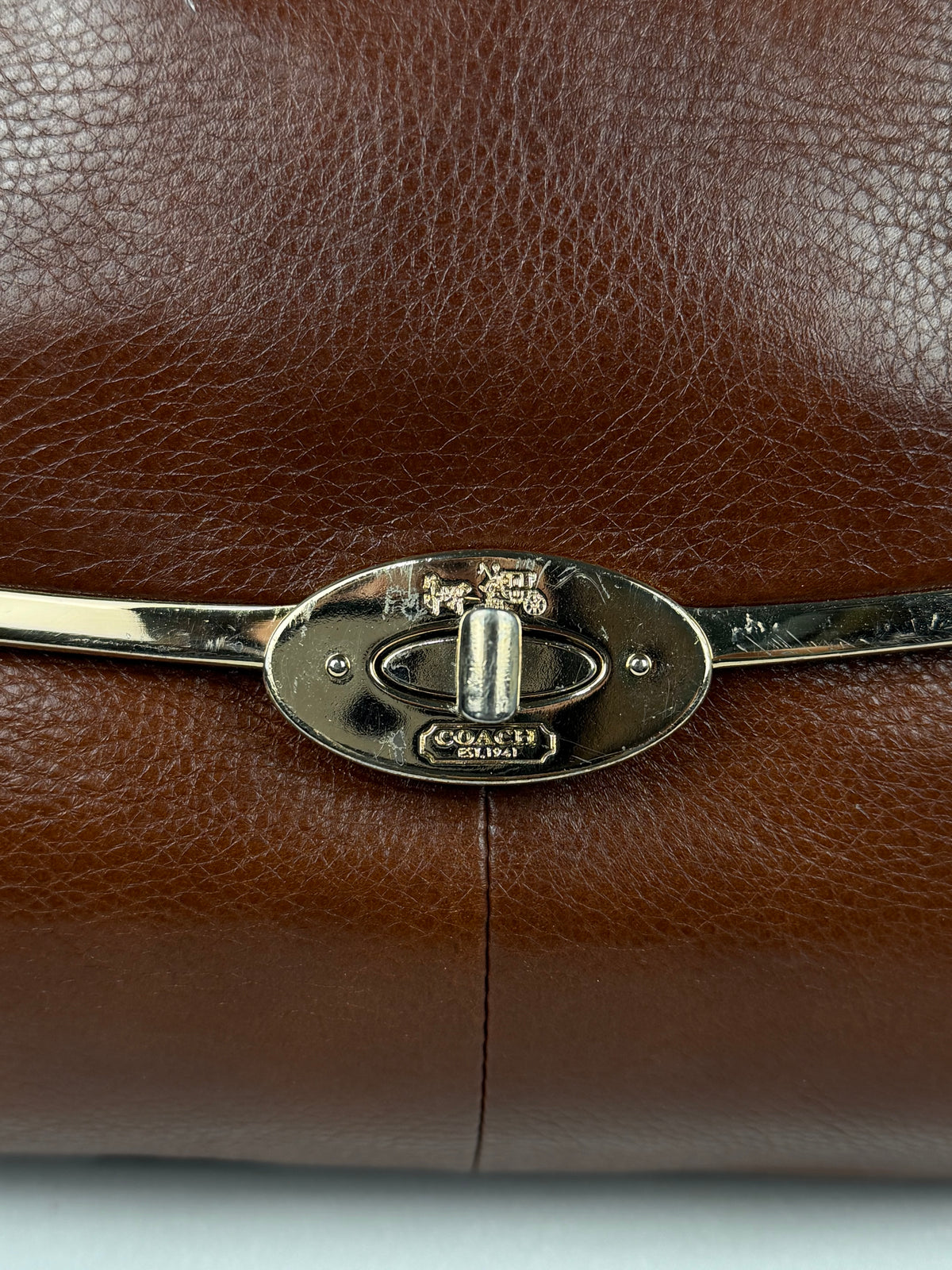 Coach 25169 Madison Madeline East/West Satchel Brown Leather Shoulder Bag