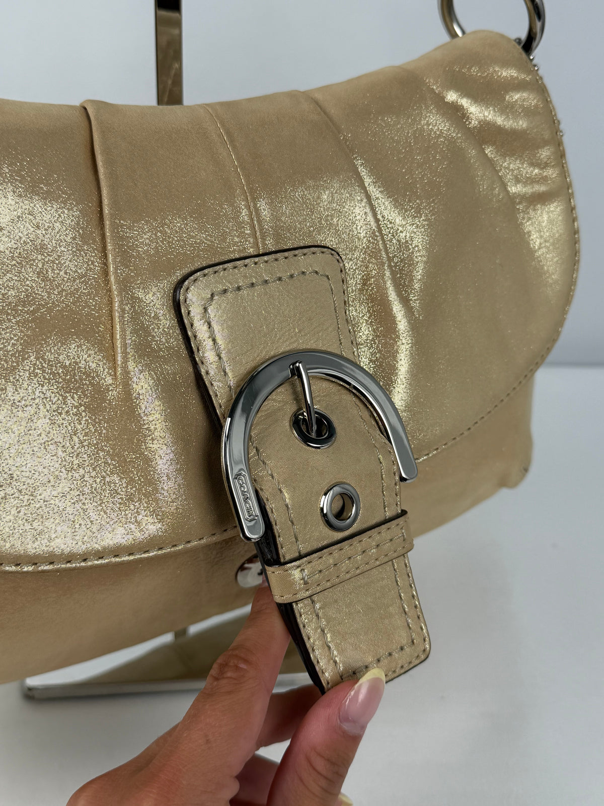 Coach F17217 Soho Beige Glitter Leather Shoulder Bag