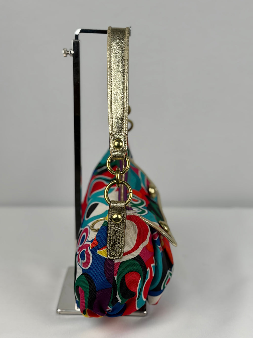 Coach 13834 Poppy Funky Multicolour Shoulder Bag Leather Trim