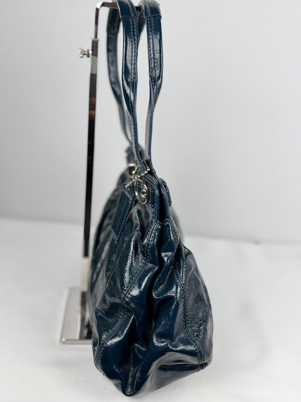 Coach 13926 Turnlock Blue Patent Leather Satchel Shoulder Bag