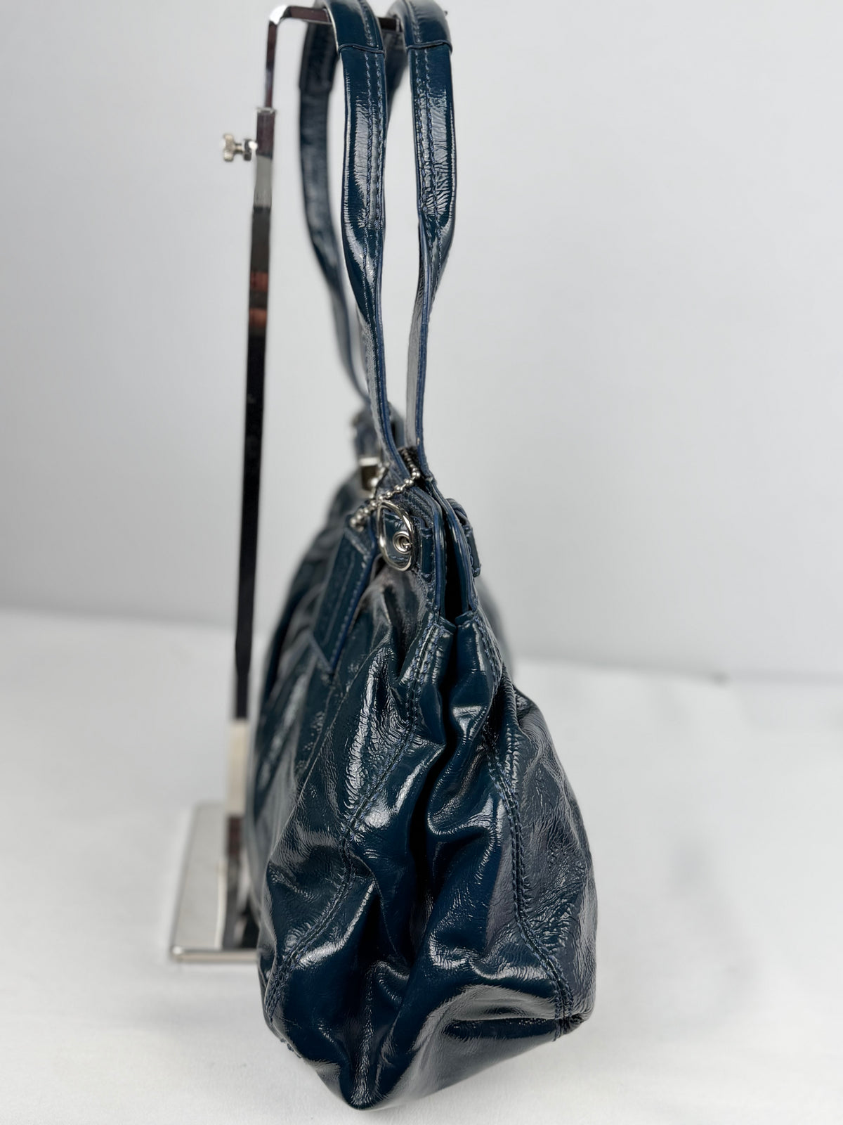 Coach 13926 Turnlock Blue Patent Leather Satchel Shoulder Bag