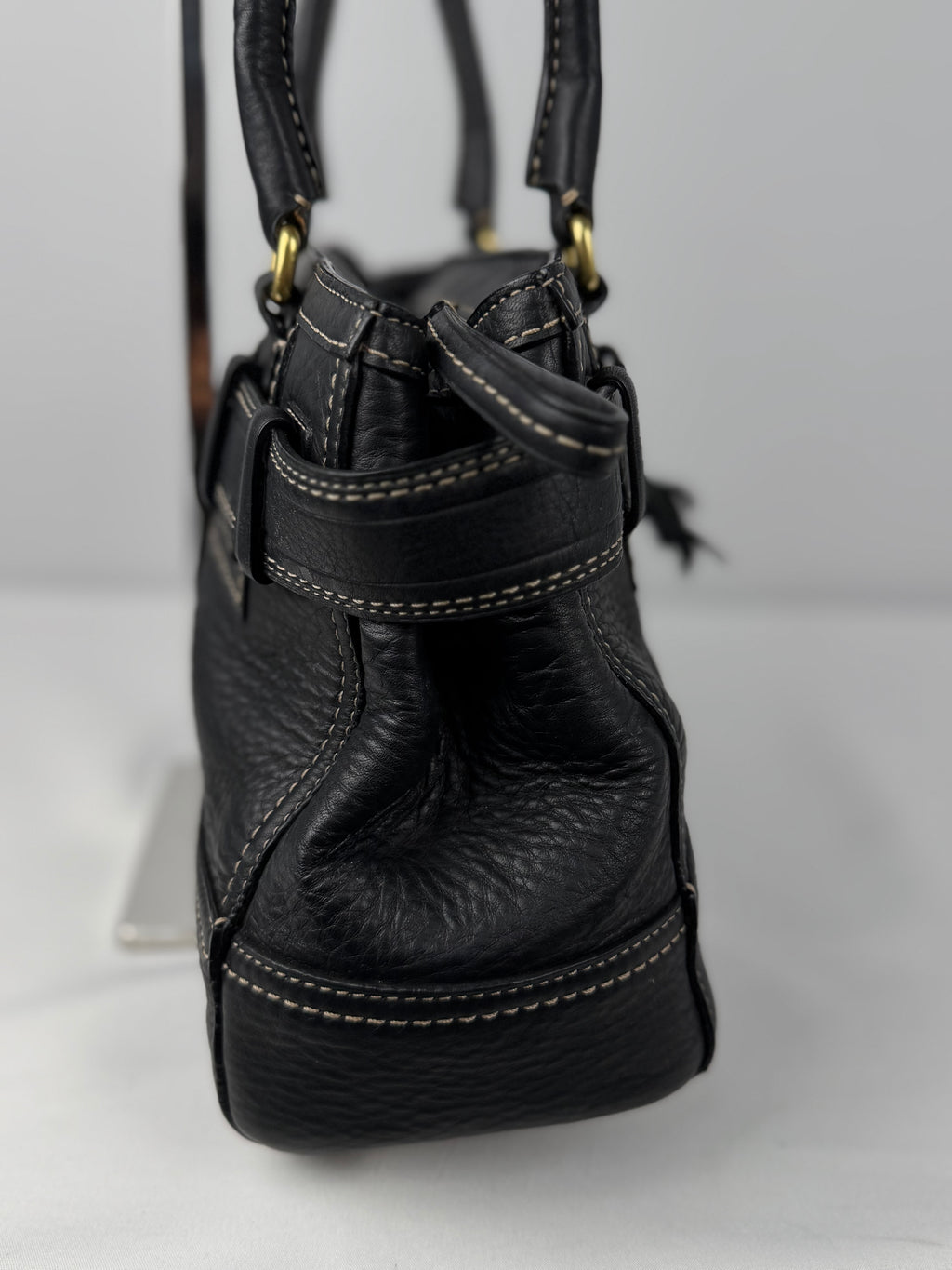 Coach F10212 Hampton Clip Black Pebbled Leather Shoulder Bag