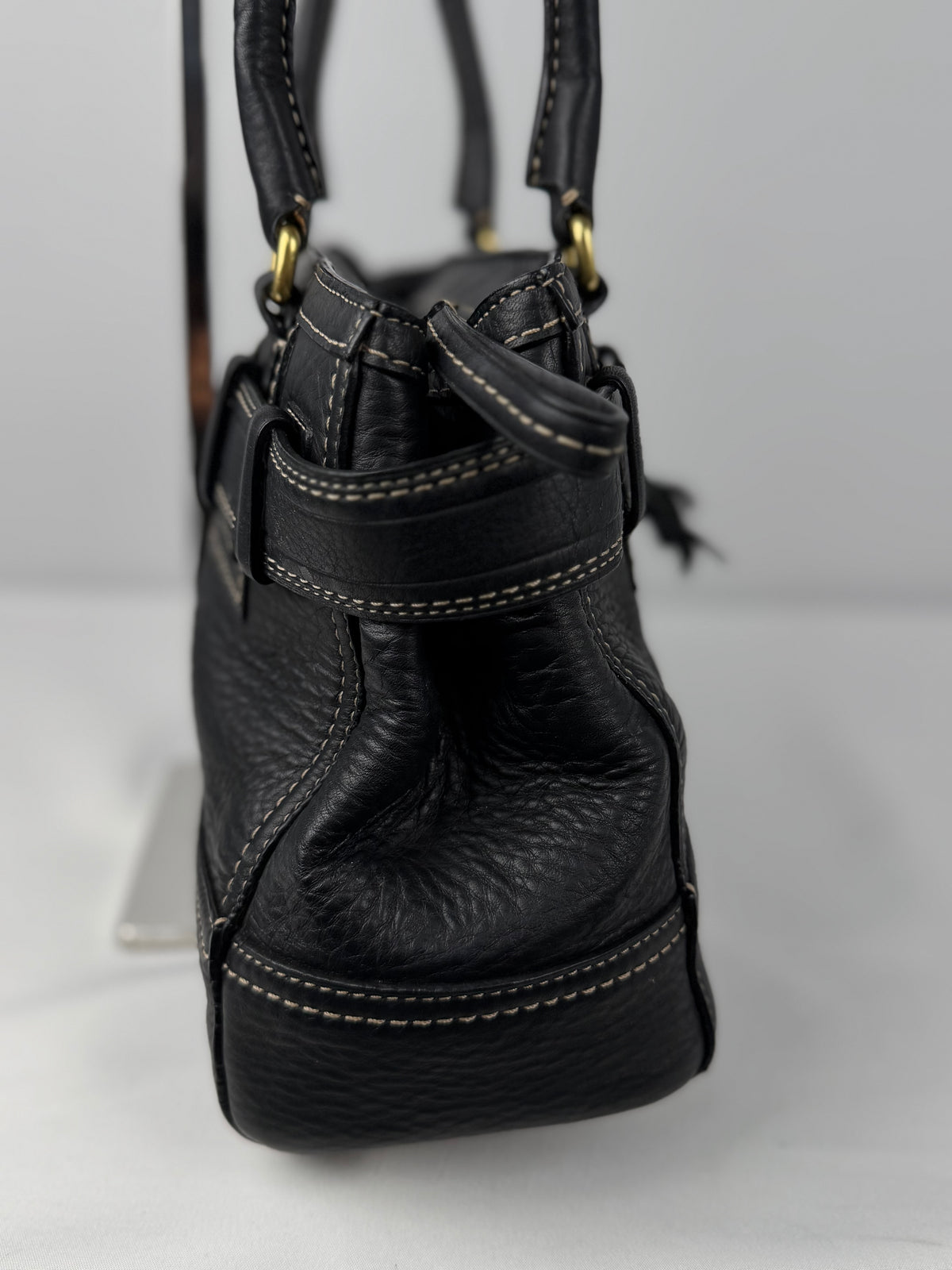 Coach F10212 Hampton Clip Black Pebbled Leather Shoulder Bag