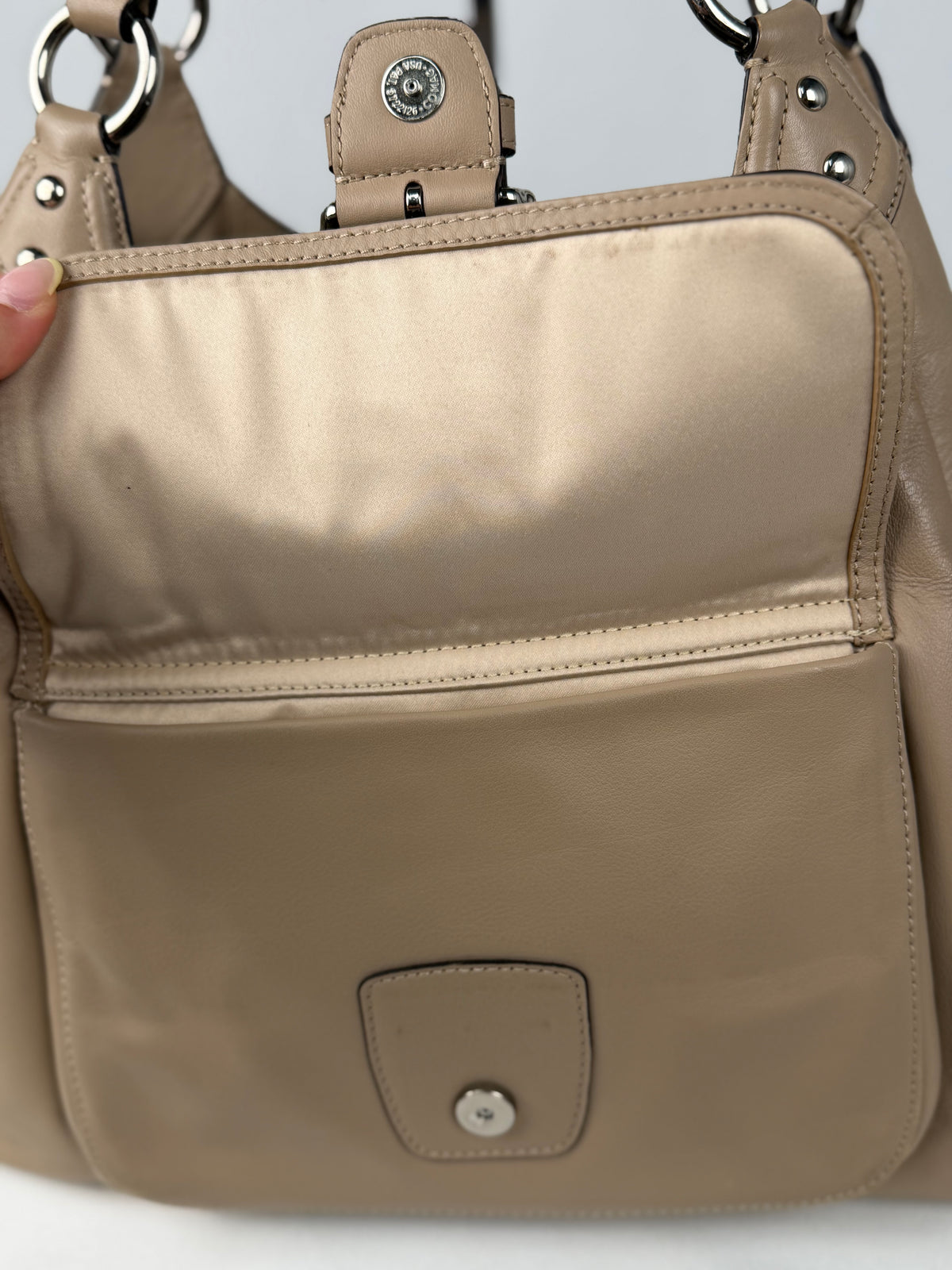 Coach F24686 Soho Beige Leather Shoulder Bag