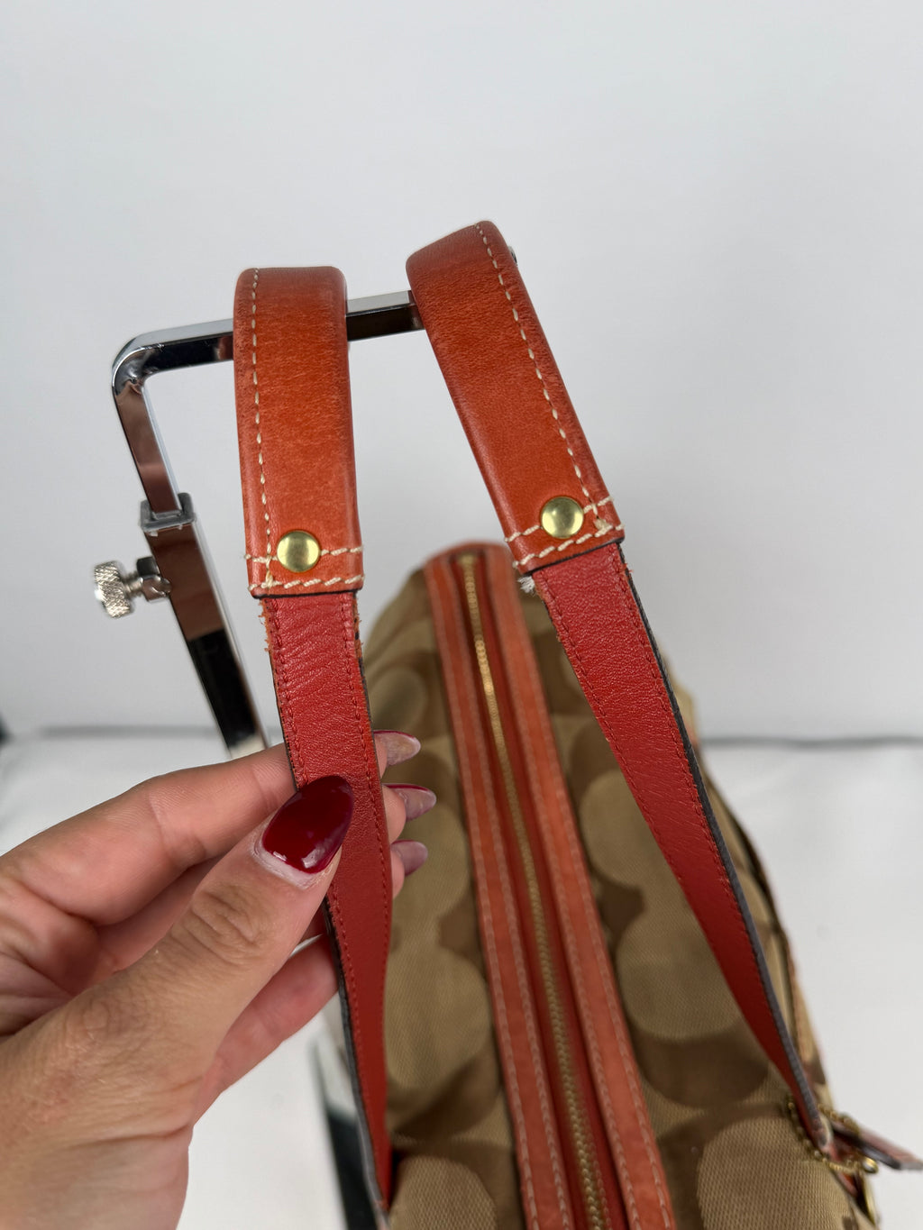 Coach F11102 Boston Signature Brown Monogram Shoulder Bag