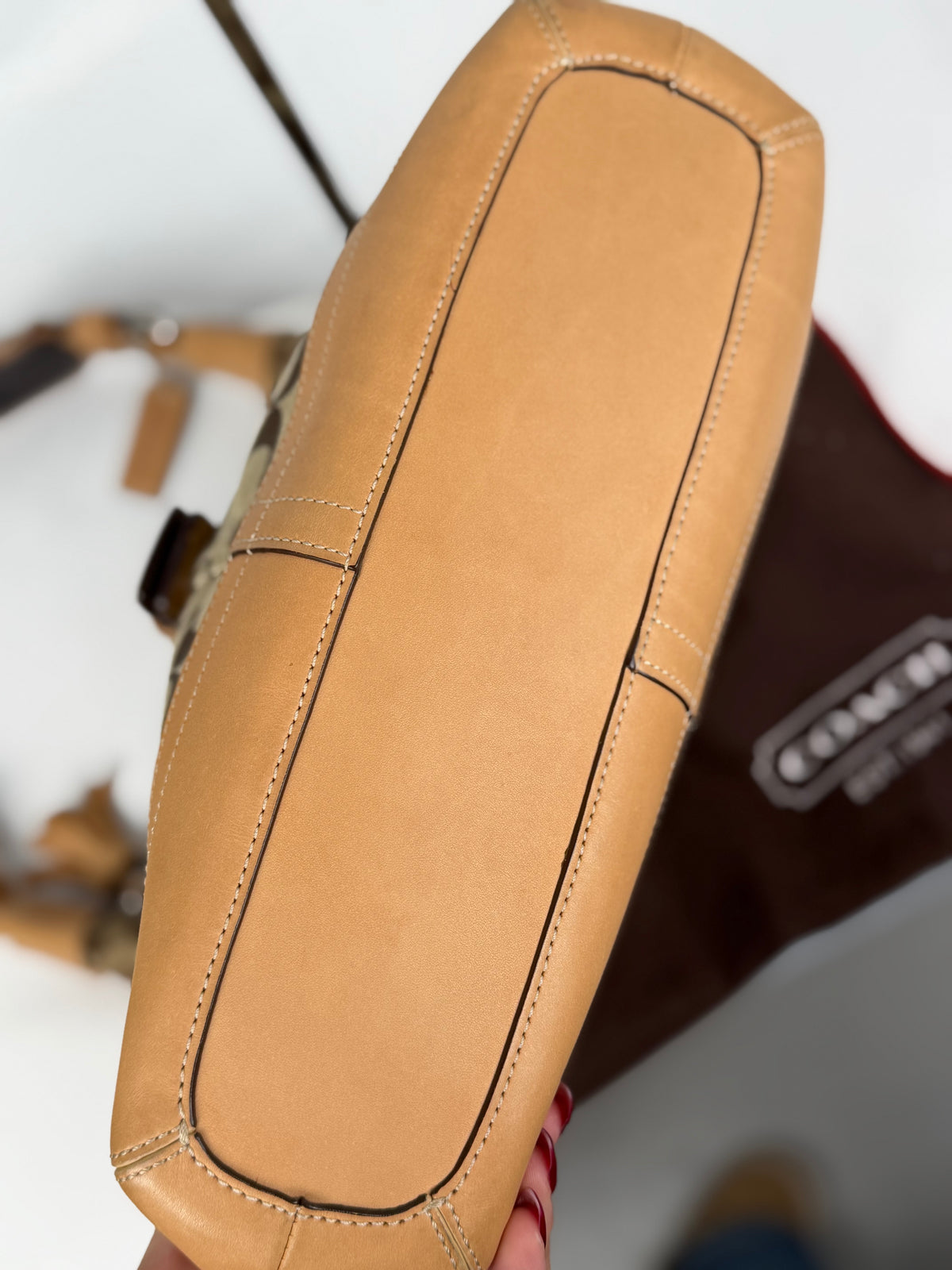 Coach 6824 Soho Signature Brown Shoulder Bag Tan Leather Trim