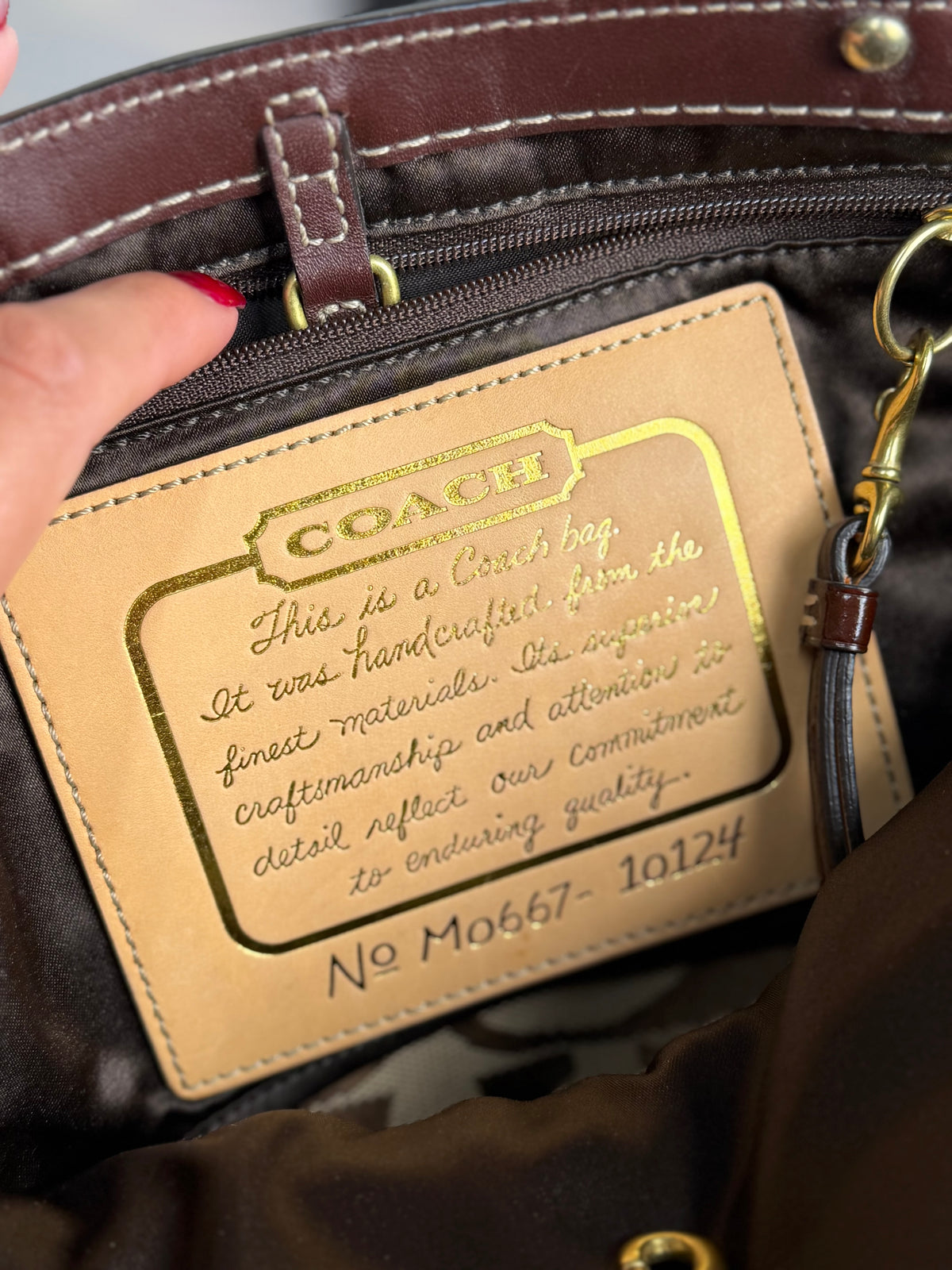 Coach 10124 Signature Brown Monogram Tote Bag Leather Trim