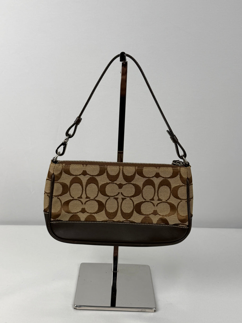Coach 6094 Demi Signature Brown Monogram Shoulder Bag Leather Trim