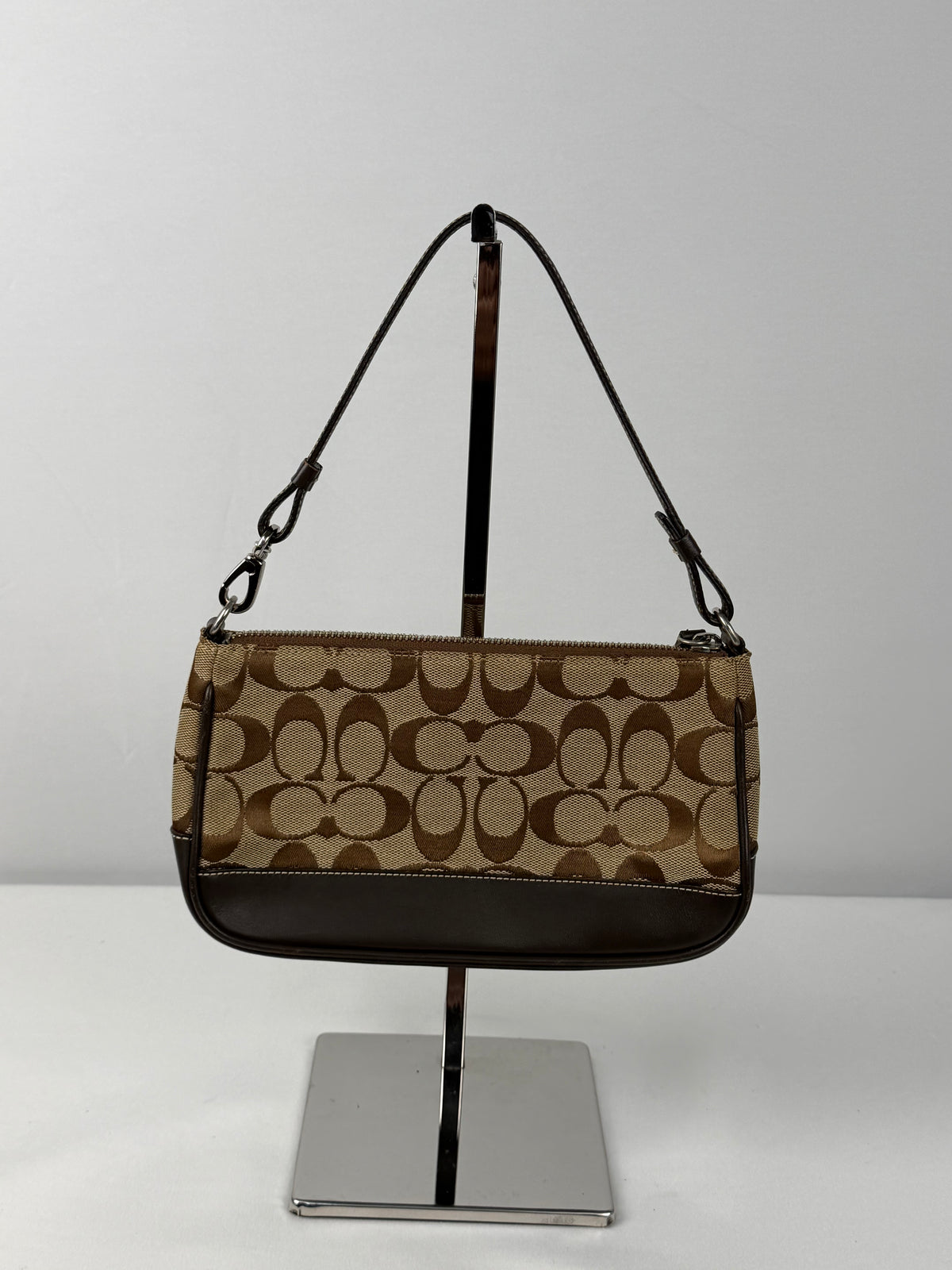 Coach 6094 Demi Signature Brown Monogram Shoulder Bag Leather Trim