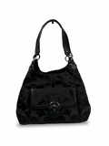 Coach F24742 Soho Black Moogram Shoulder Bag Black Leather Trim