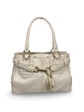 Coach 9290 Hampton Clip White Leather Shoulder Bag Braided Detailing