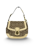 Coach F12857 Legacy Ali Signature Brown Monogram Shoulder Bag Cream Patent Leather Trim