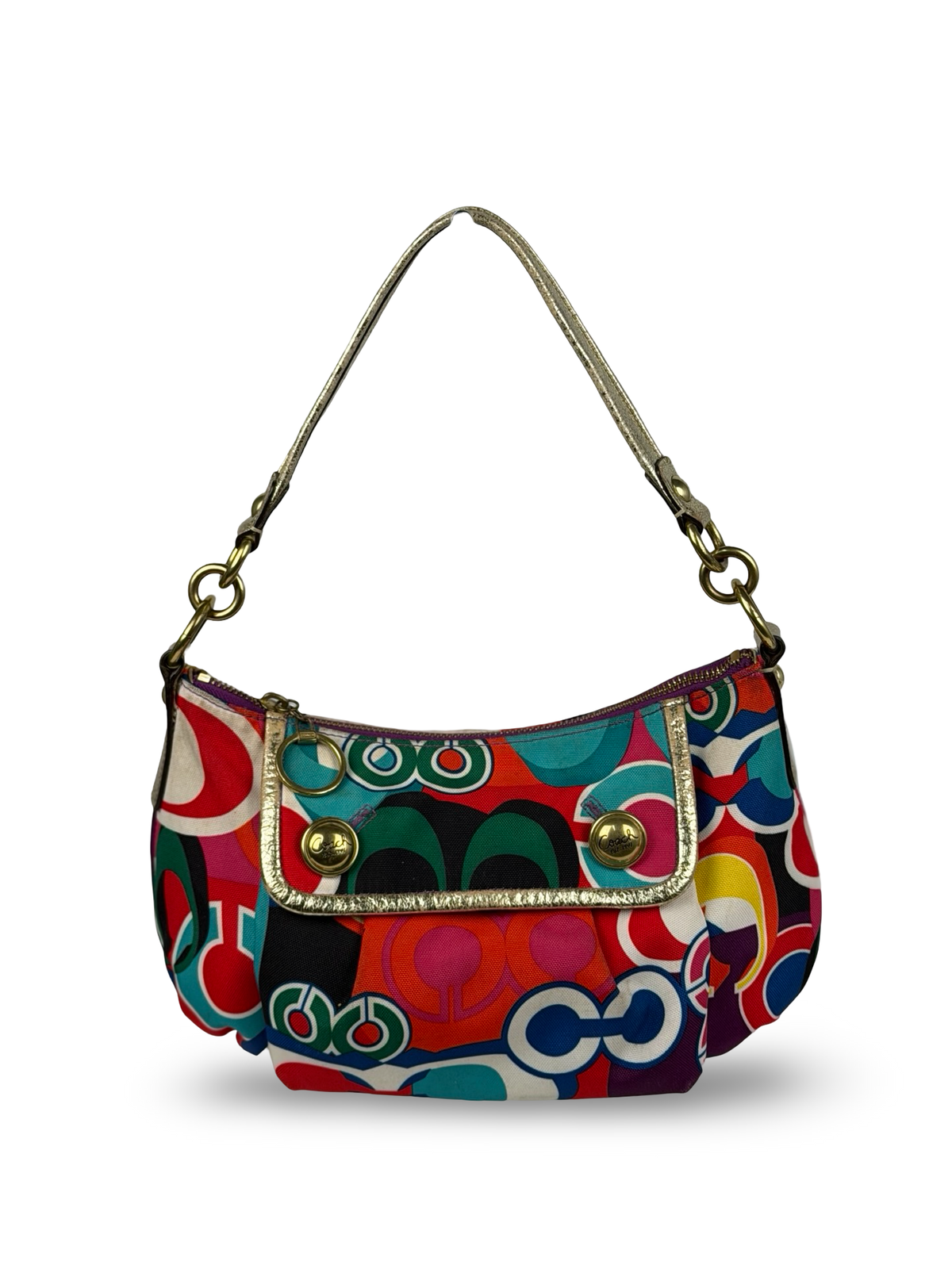 Coach 13834 Poppy Funky Multicolour Shoulder Bag Leather Trim
