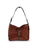 Coach 6091 Hampton Clip Signature Red/Brown Monogram Shoulder Bag Leather Trim