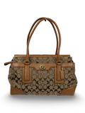Coach 11063 Hampton Turnlock Signature Brown Monogram Shoulder Bag