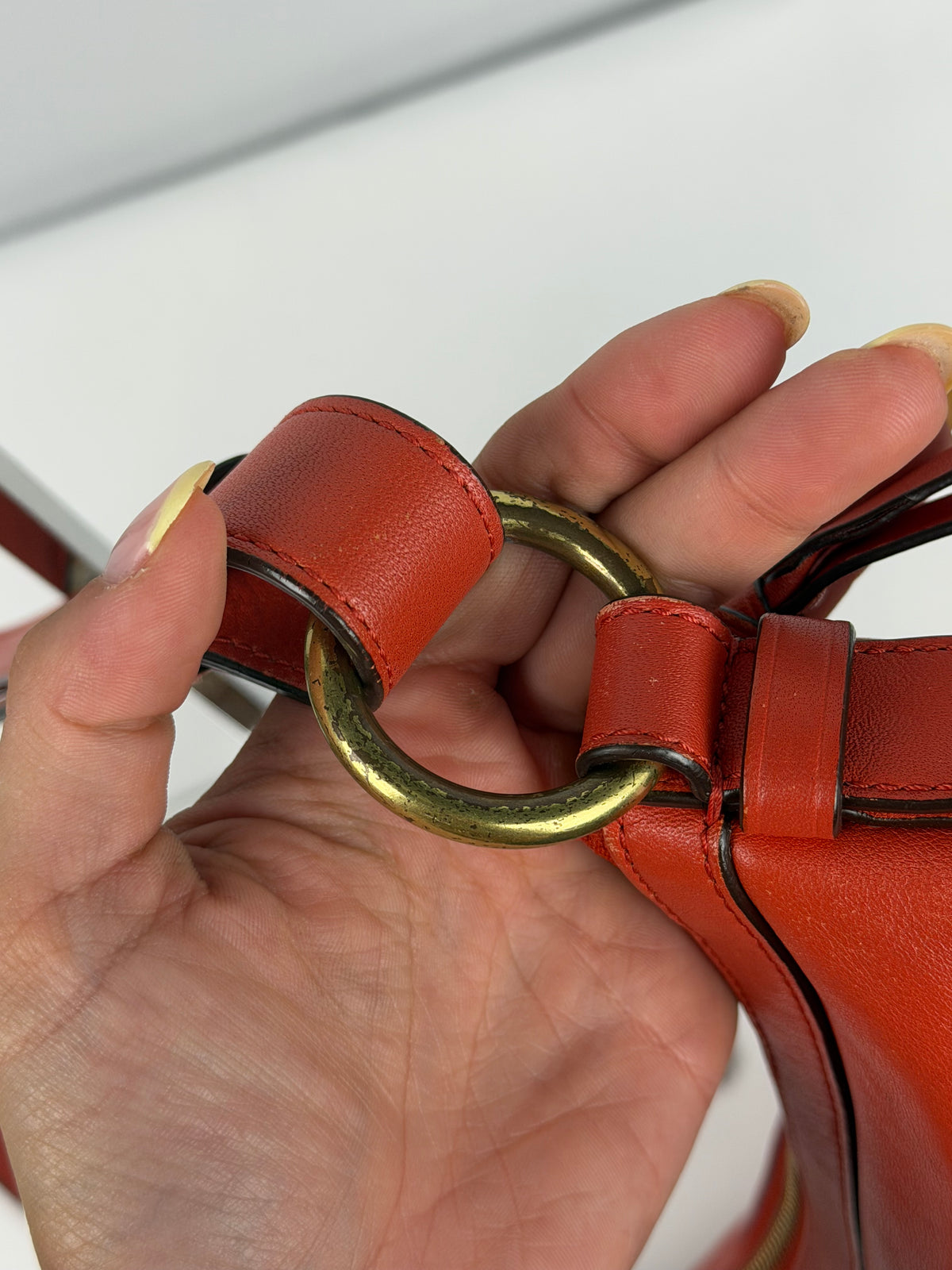 Coach F24404 Red/Orange Leather Shoulder Bag