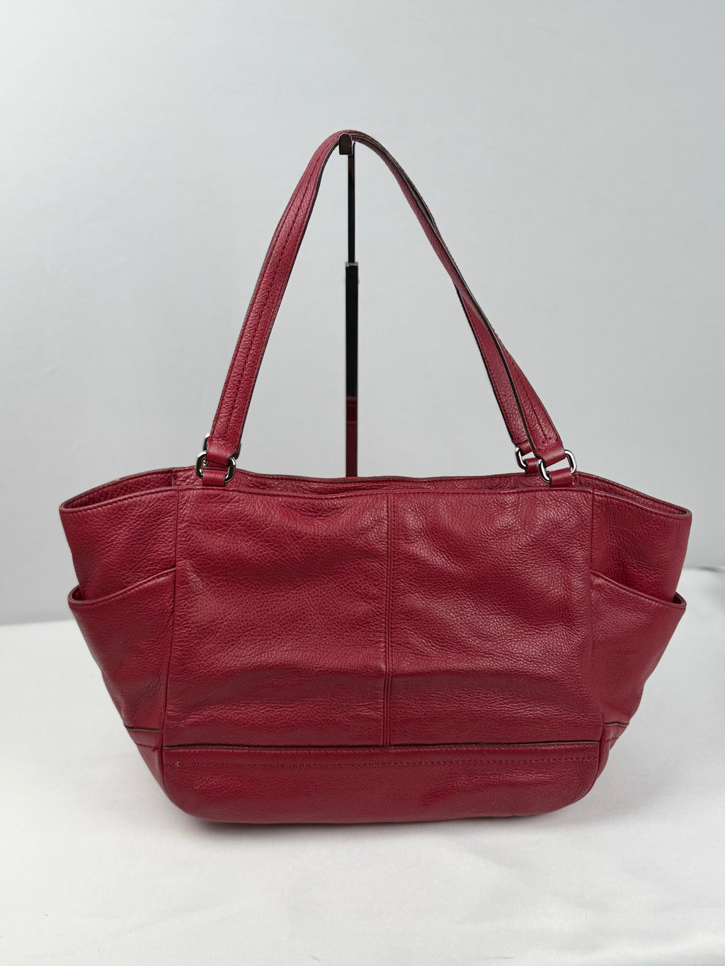 Coach F23284 Pink/Red Pebbled Leather Shoulder Bag
