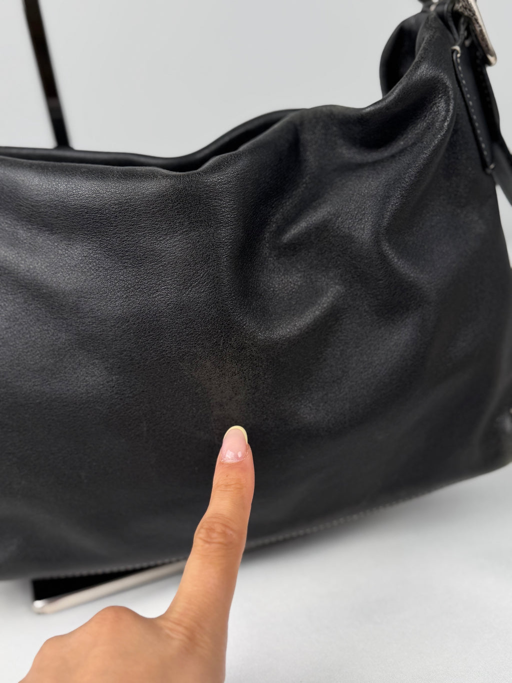 Coach 1417 East West Hobo Black Pebbled Leather Shoulder Bag