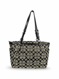 Coach F17726 Signature Grey/Black Shoulder Bag Leather Trim