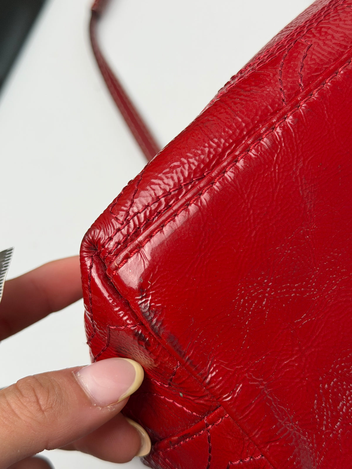 Coach F15142 Red Patent Leather Signature Shoulder Bag