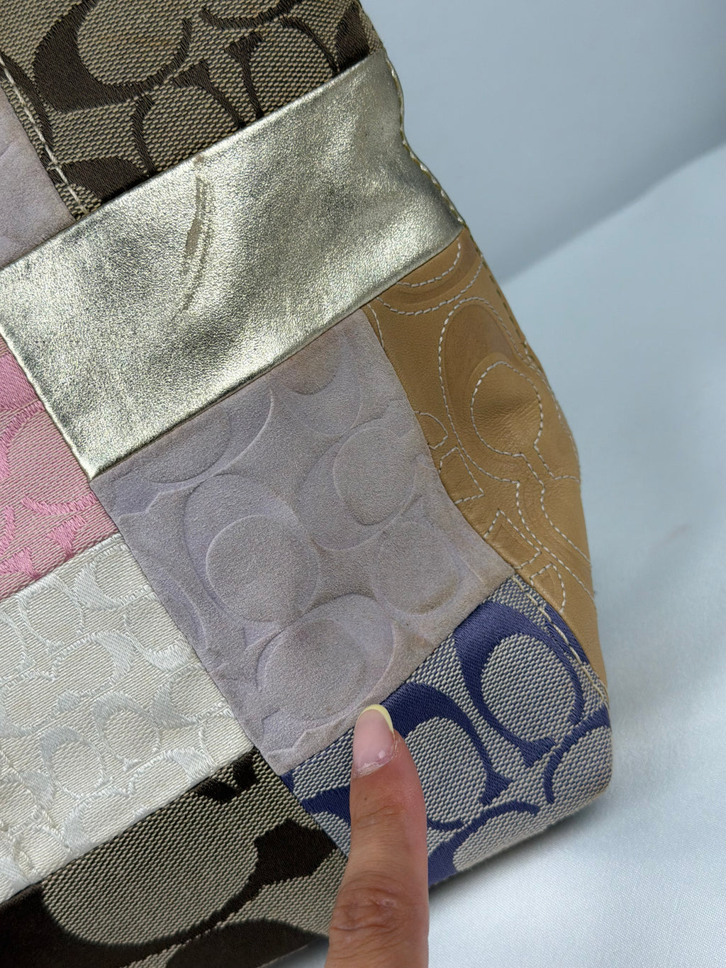 Coach 11711 Rare Patchwork Pink/Purple Multicolour Canvas/Suede/Leather Tote Shoulder Bag