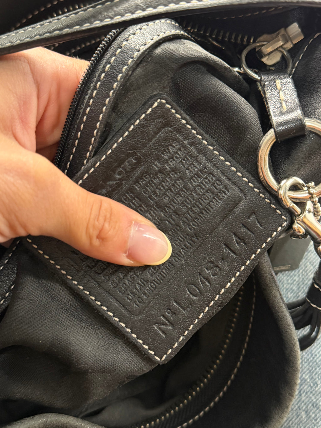 Coach 1417 East West Hobo Black Pebbled Leather Shoulder Bag