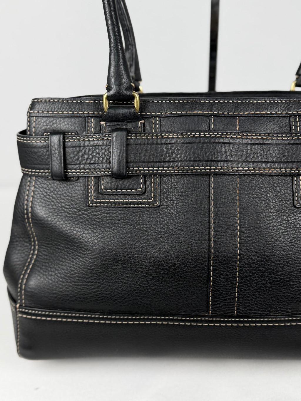 Coach F10213 Hampton Clip Black Pebbled Leather Shoulder Bag